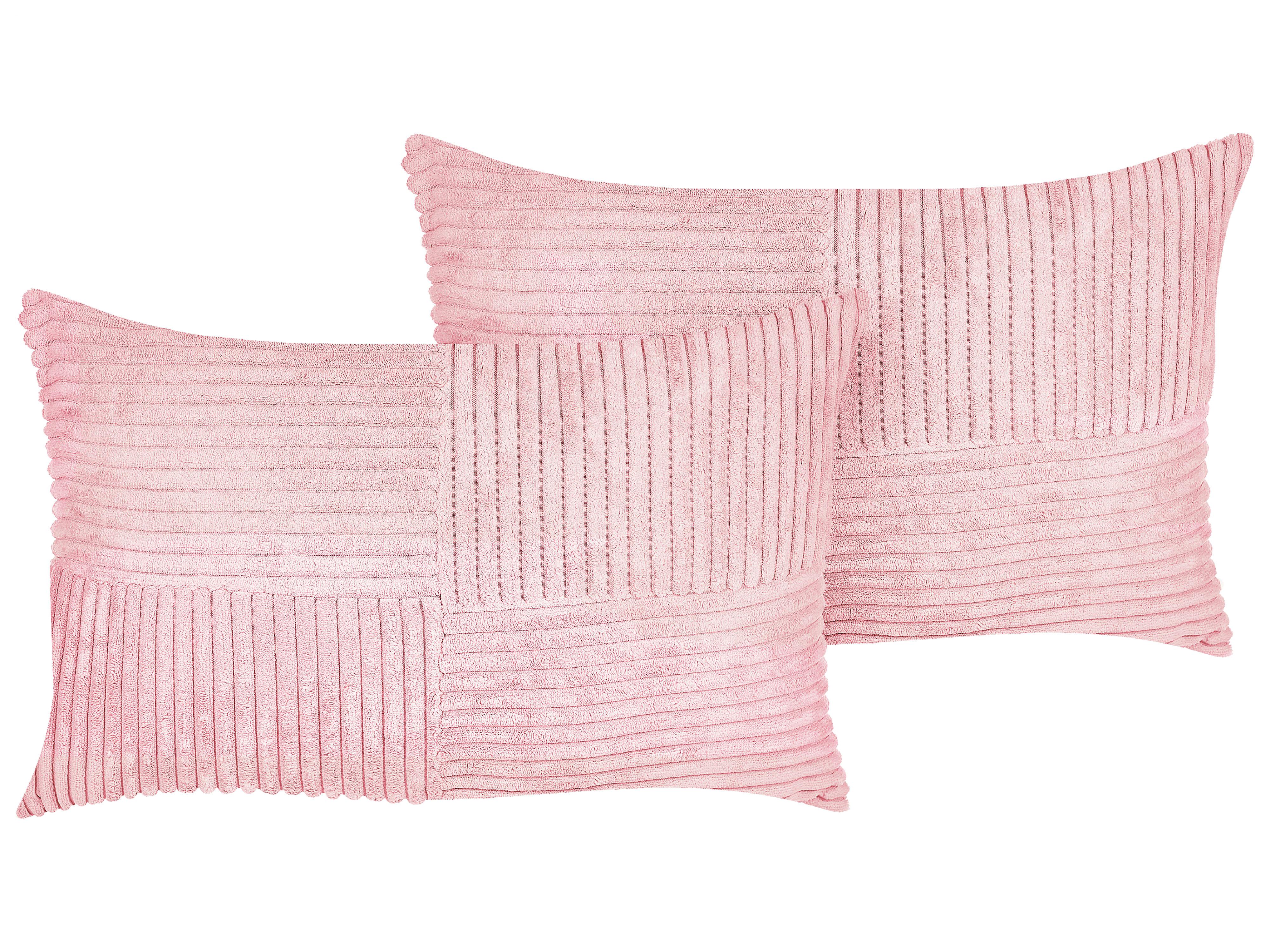 Set van 2 sierkussens MILLET Corduroy 30 x 50 cm Roze geometrisch patroon