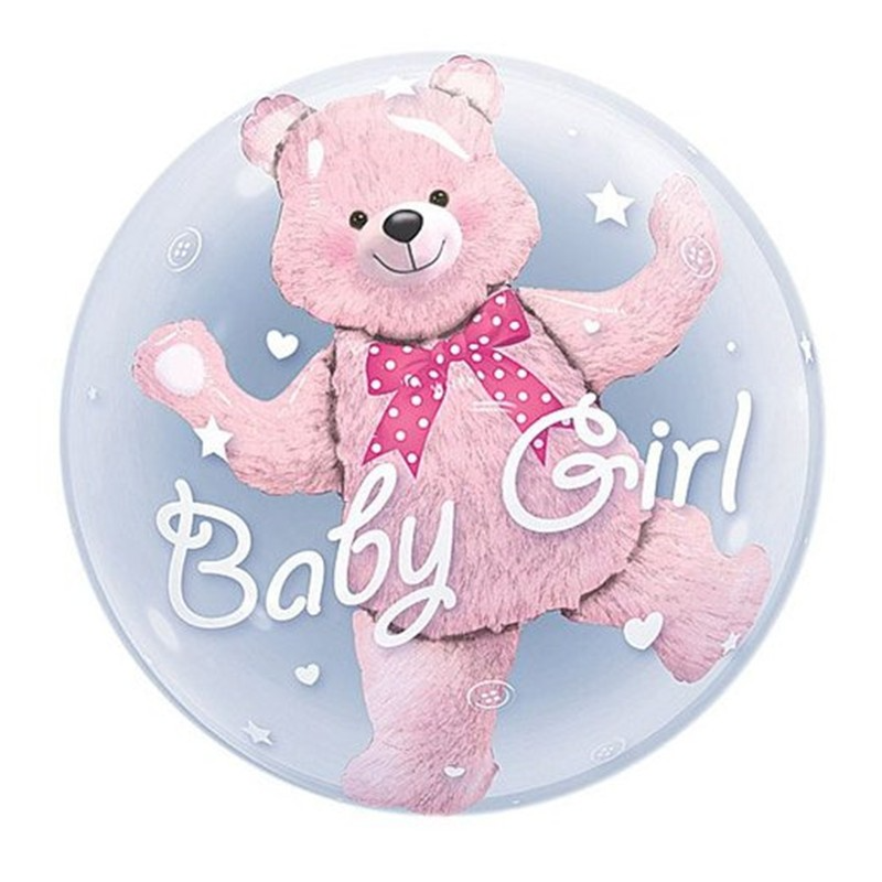 (Ø60cm) Party Ballon Baby Shower / Geburt Deko Folienballon Bär - Baby Girl