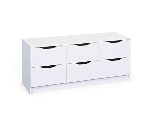 TERRE DE NUIT - Commode 6 tiroirs en bois blanc - co12052-4