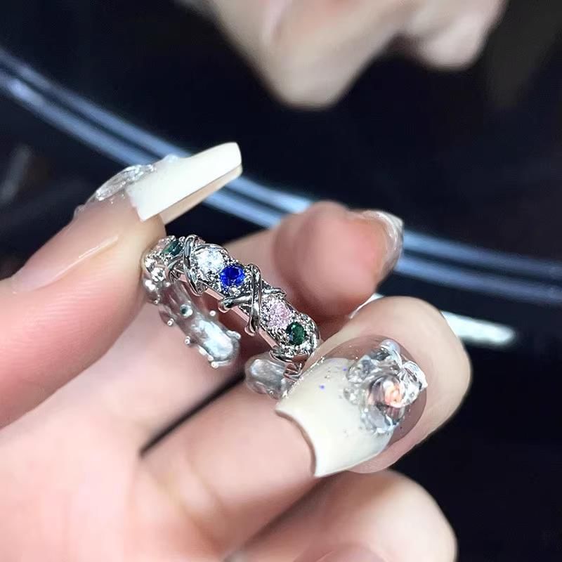 Lilafey - Set van 3: Maansteen / Strass / Legering Open Ring (Diverse Ontwerpen)