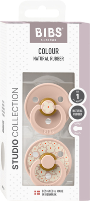 BIBS Studio Colour Smokk 2-Pack Lateks Str 1 Rund, Jasmine/Blush Mix