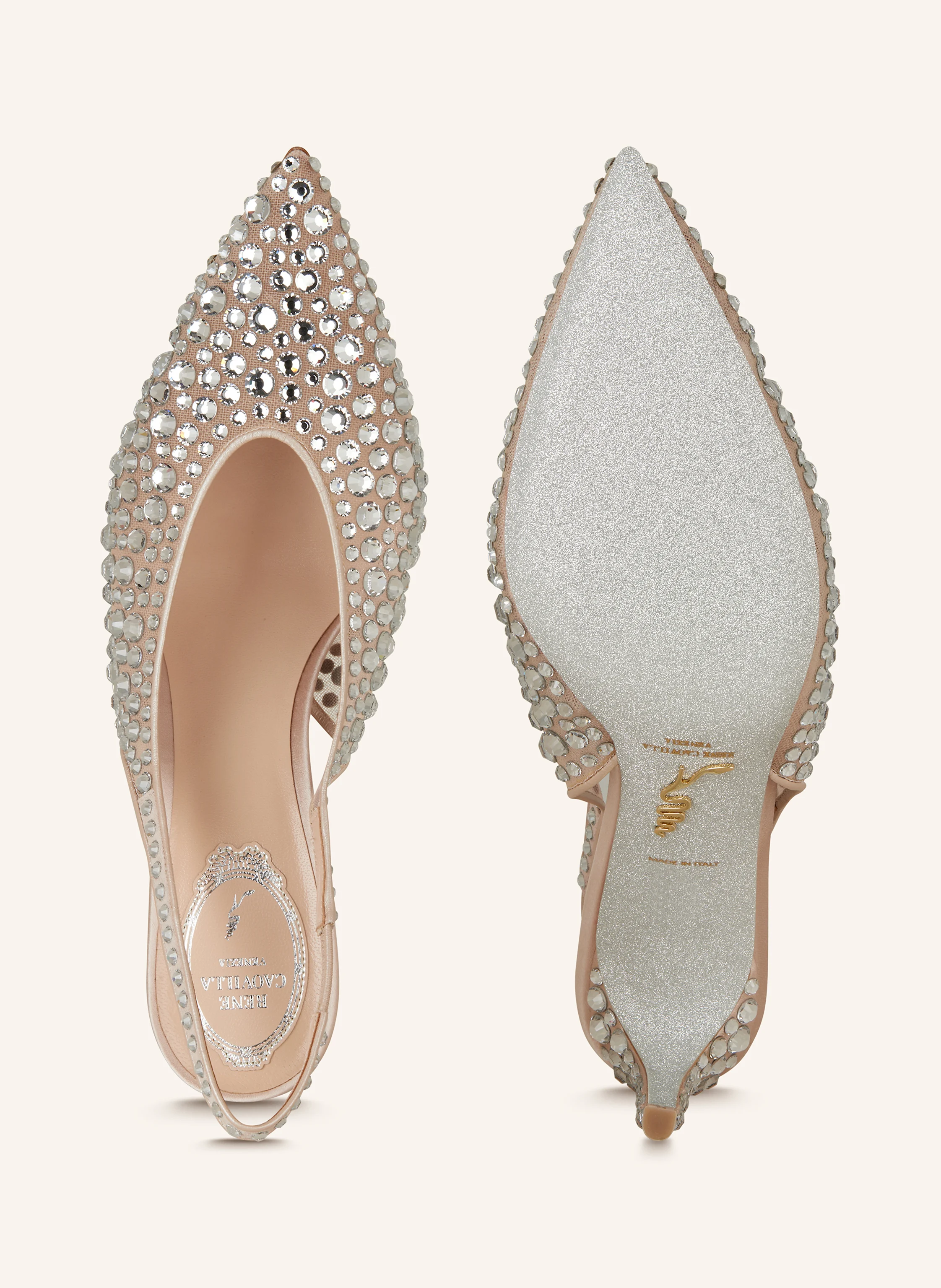 RENE CAOVILLA Slingpumps mit Schmucksteinen