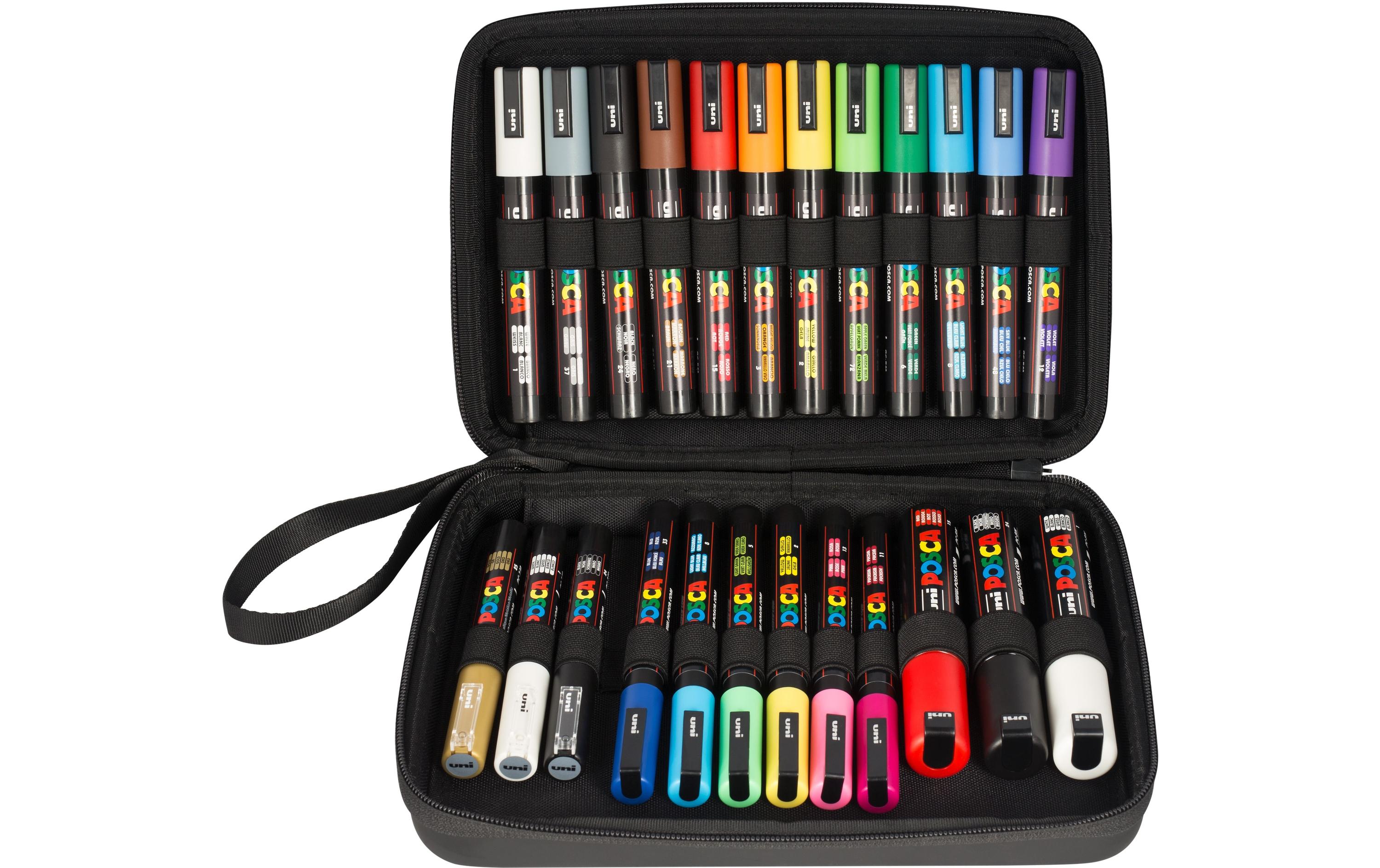 Permanent-Marker Uni POSCA 24er Etui assortiert<br>Hochwertige Farbpigmente für unvergleichliche Farbintensität
