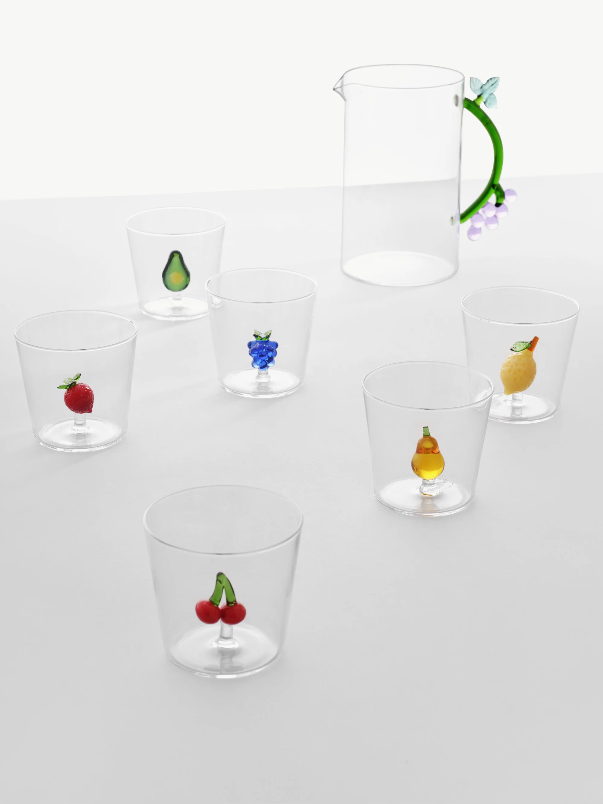 Handgemaakte waterglazen Fruits & Flowers van borosilicaatglas, 6 stuks