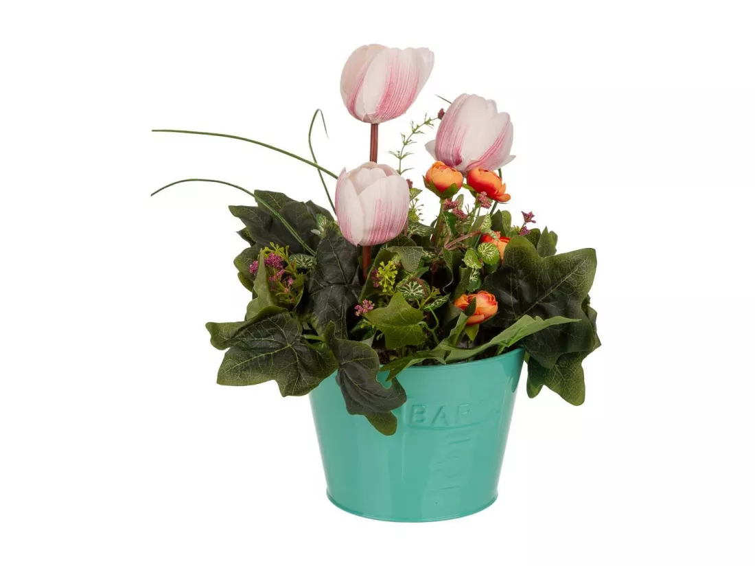 Pot avec fleur artificielle 18x18x37h