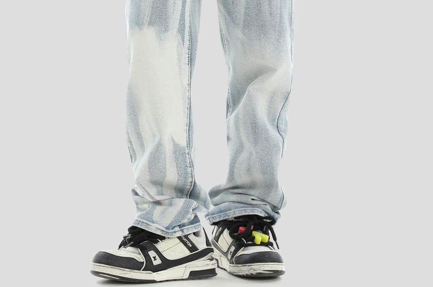 INStudio - Mid Rise Washed Straight Leg Jeans