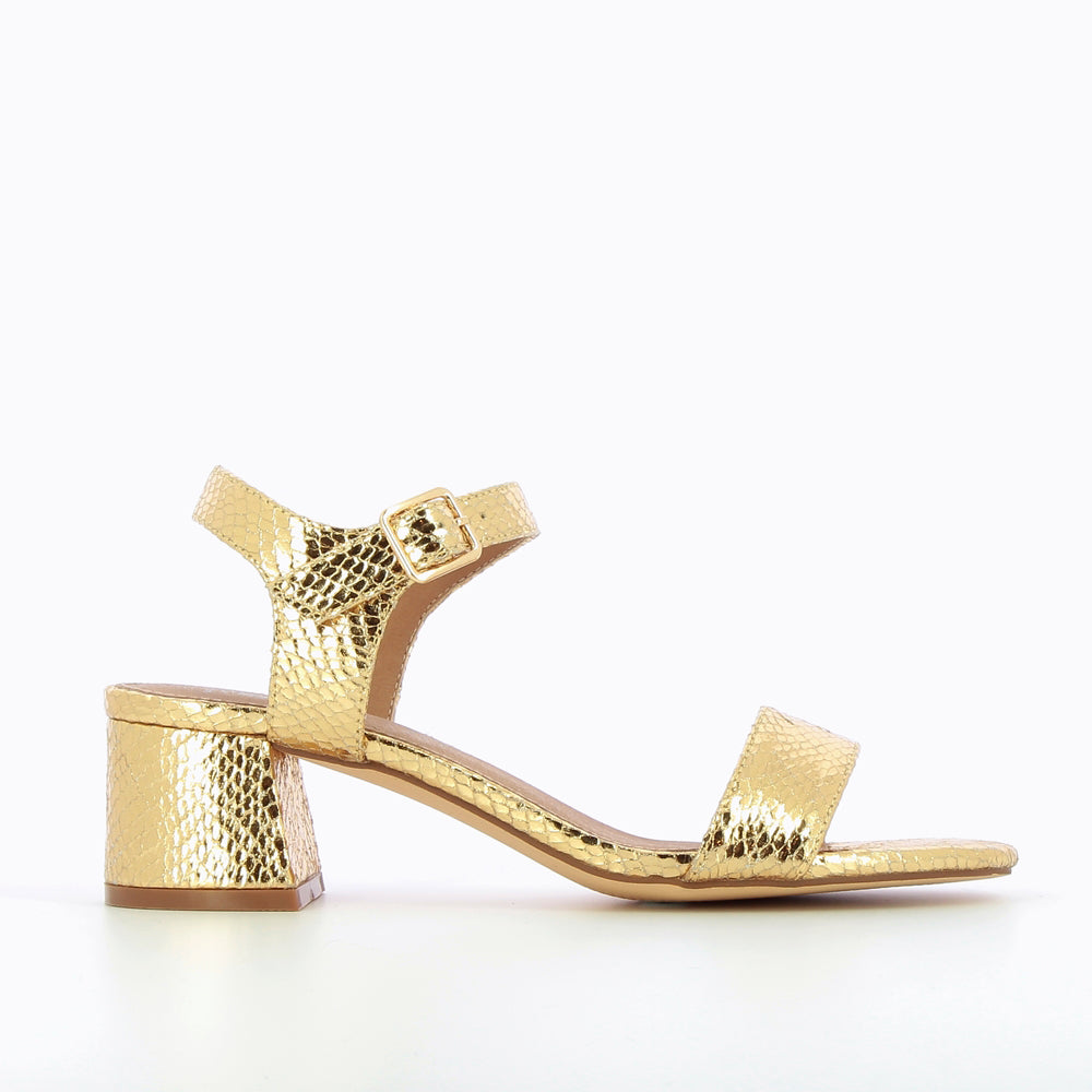 Sandales à talon, Compensées-Sandales Melissa or à petit talon épais