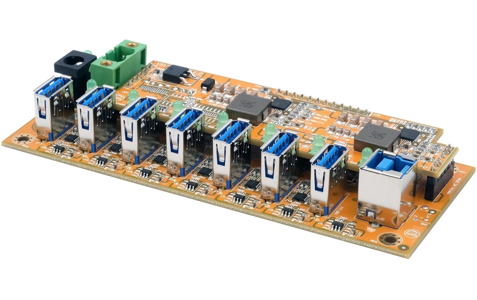 USB-Hub EX-1187HMVS-2-PL<br>7-Port USB 3.2 Gen 1 HUB-Platine mit 15KV ESD Überspannungsschutz
