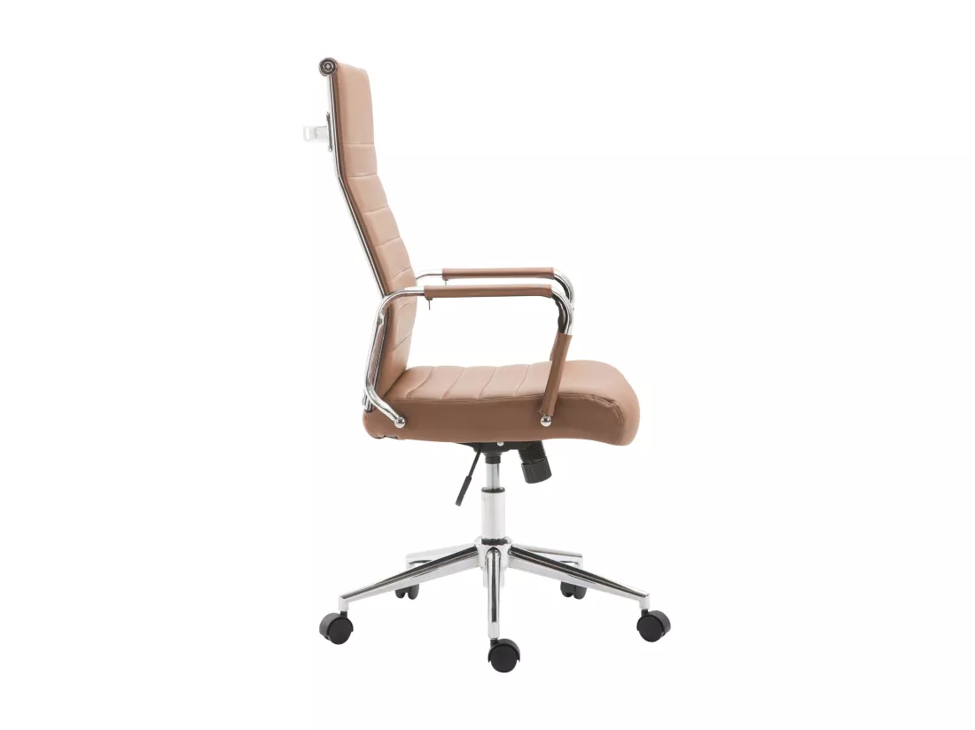 Chaise de bureau - Similicuir & Noyer - Marron clair - Kolumbus