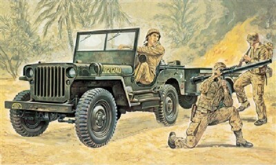 Italeri - Willys Mb Jeep Med Trailer Byggesæt - 1:35 - 314