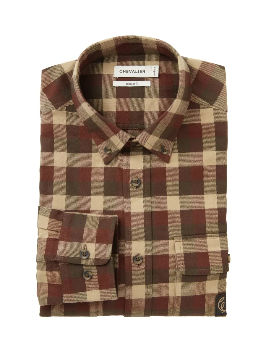 Chevalier Men's Heron Flannel Shirt Holly Green Checked