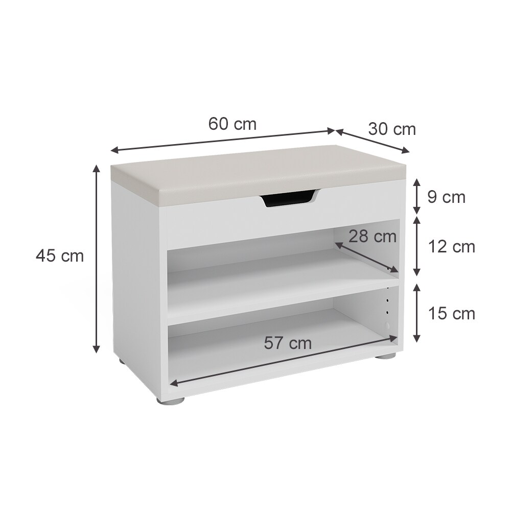 VICCO Schuhbank Schuhschrank Schuhablage Sitzbank Klappdeckel 6 Paar Schuhe Weiß