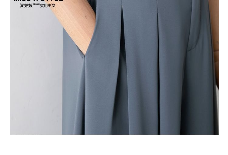 Cossita - Hoge taille effen geplooide wijde broek