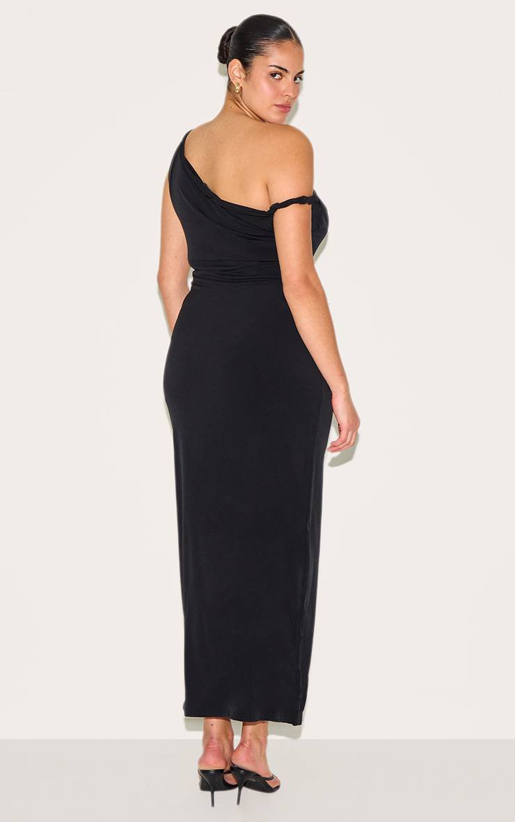 Noir Robe Maxi Grande Taille Épaules Dénudées Avec Détail Torsadé