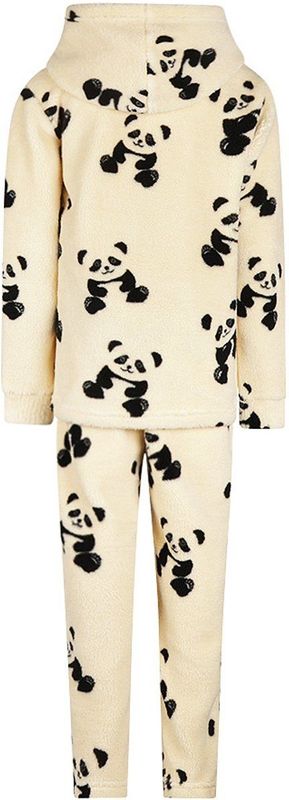 Charlie Choe - Fleece Huispak - Off White - Panda - Kinderpyjama - 152