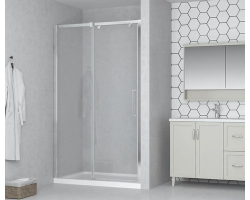 form&style schuifdeur MODENA 100 cm profiel chroom helder glas vuilafstotende glascoating deurscharnier links