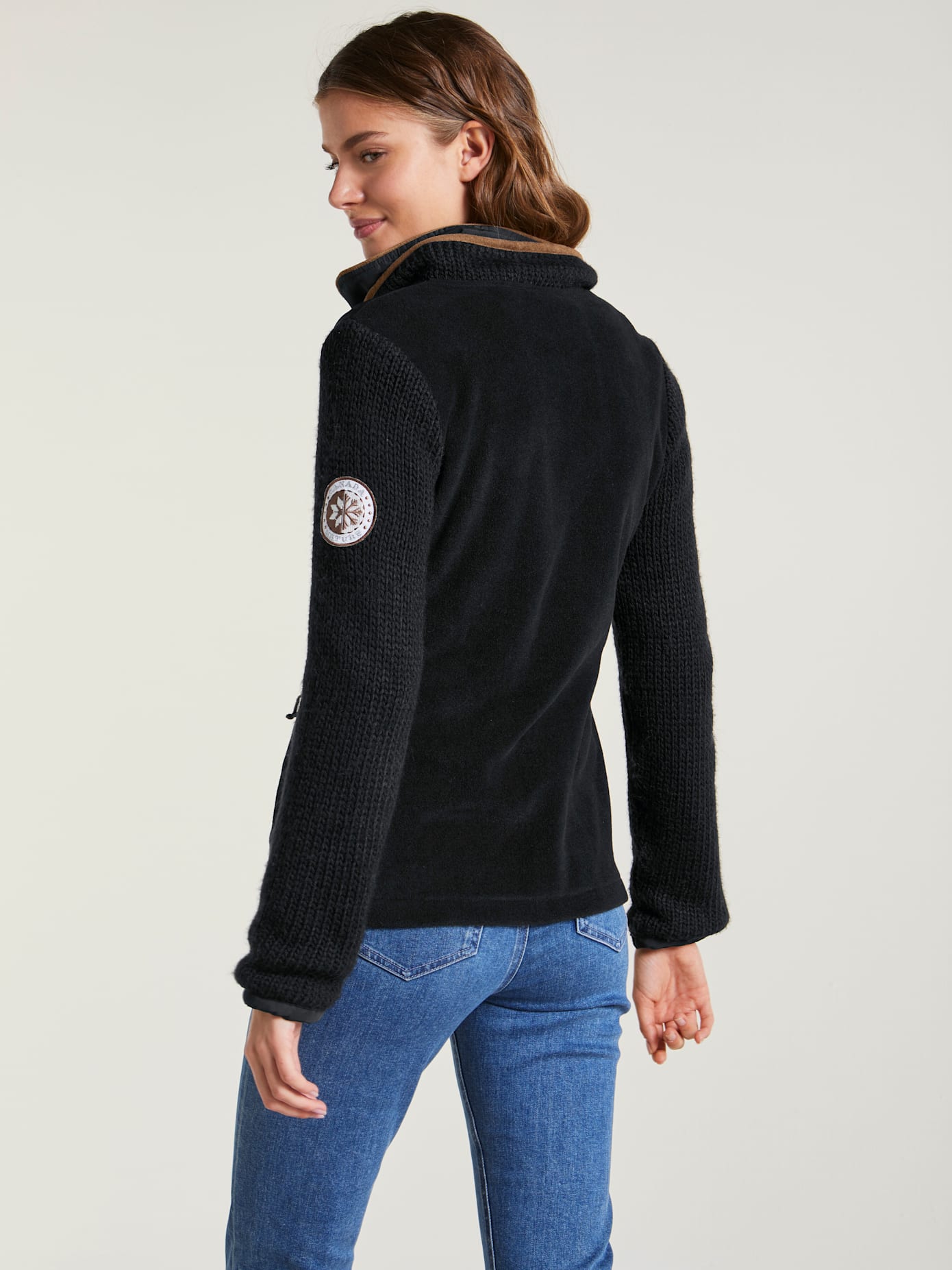 Veste sweat mélange polaire et tricot