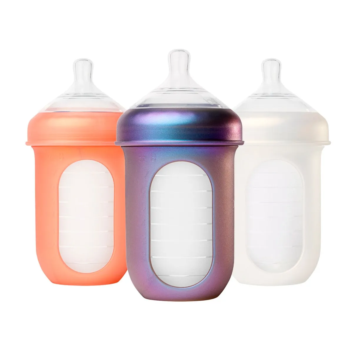Boon Bouteilles en Silicone Nursh 8oz Paquet de 3 - Couleurs Métalliques