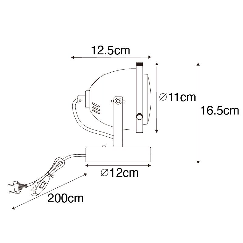 Industriële tafellamp zwart 18 cm - Emado