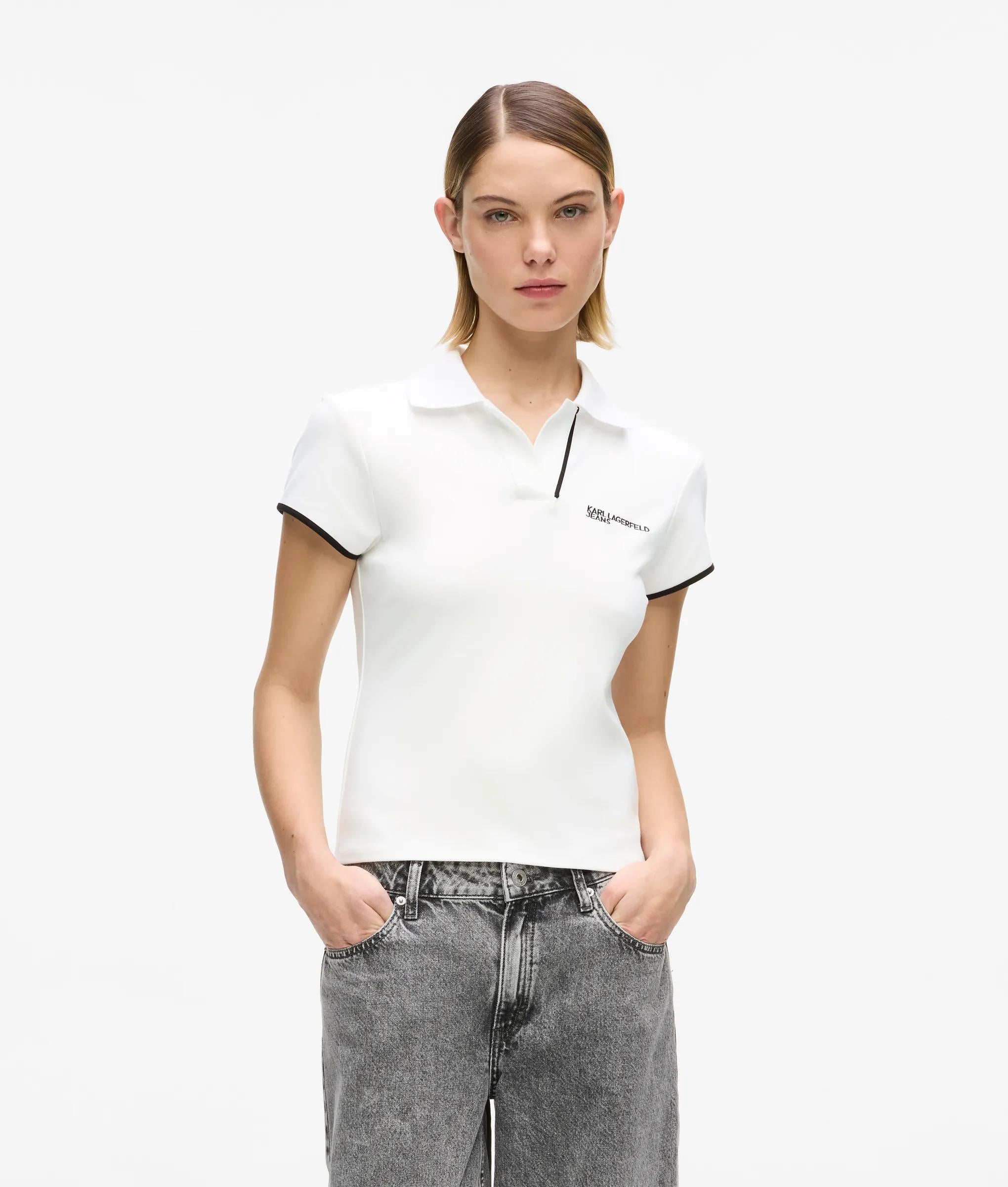 Slim poloshirt mit contrastbiet