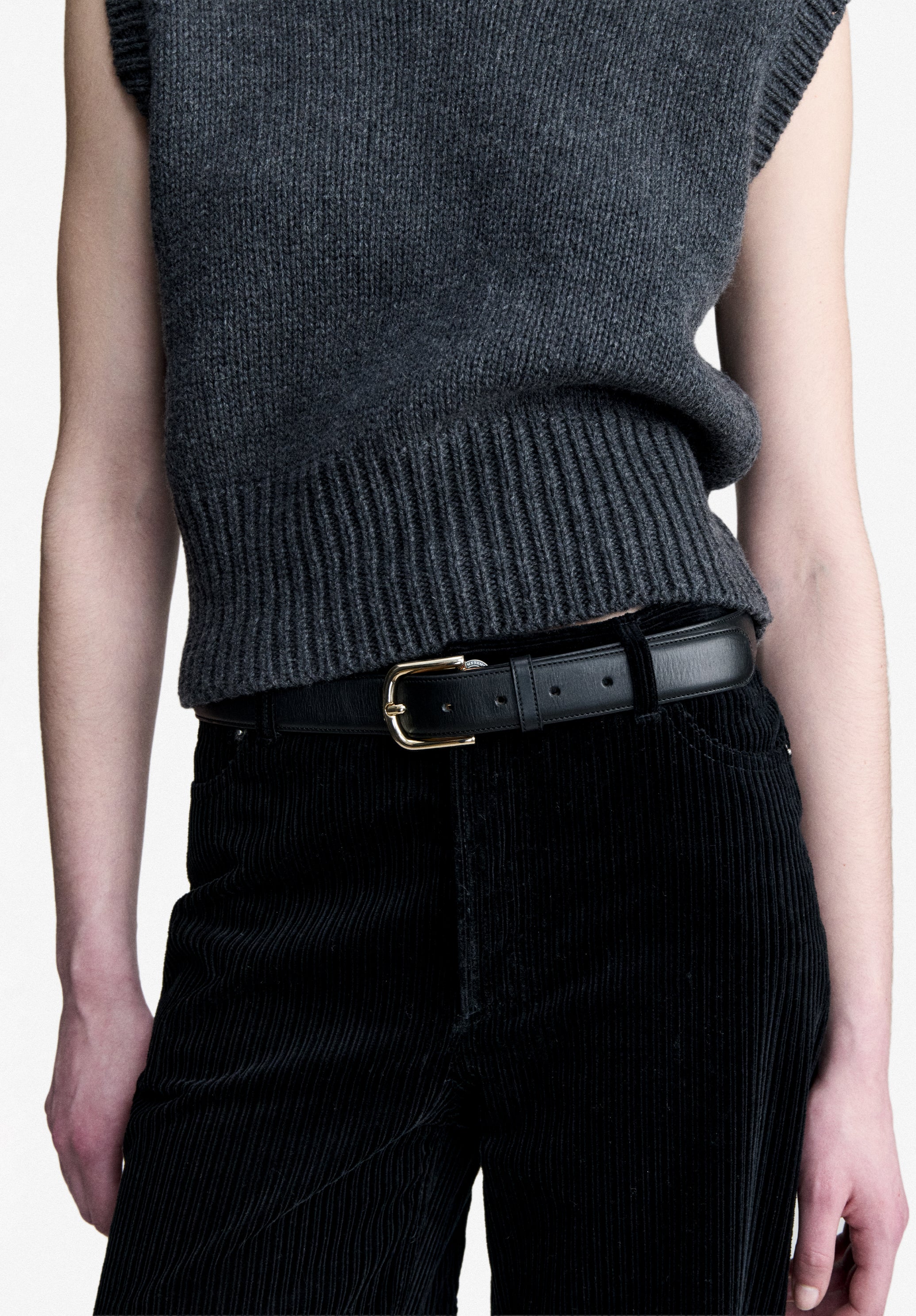 Pull sans manche gris anthracite en laine - Anthracite chine