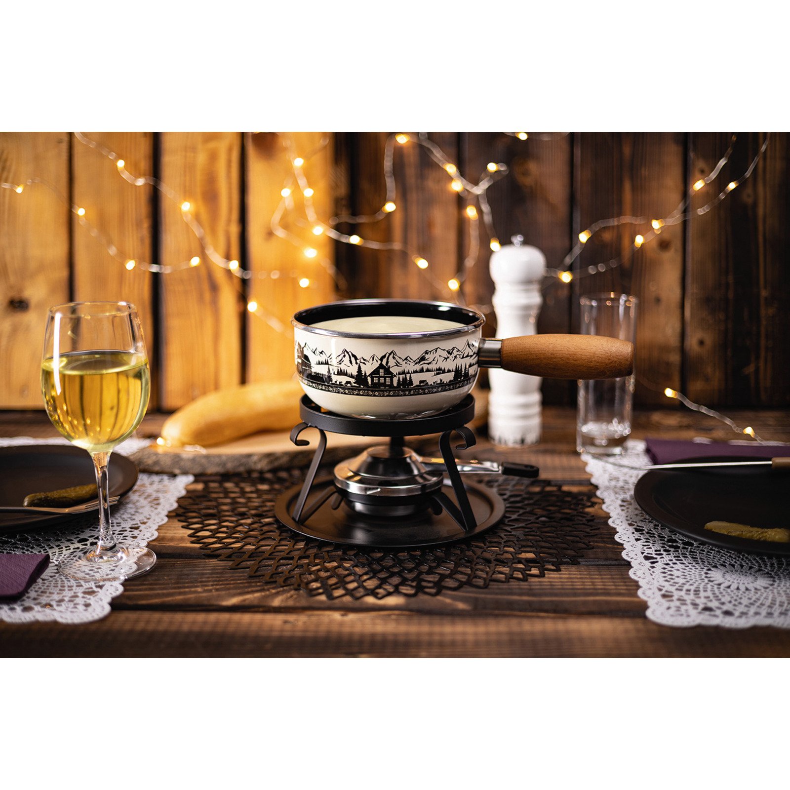 Käsefondue-Set Alpage Emaille 5tlg D16cm