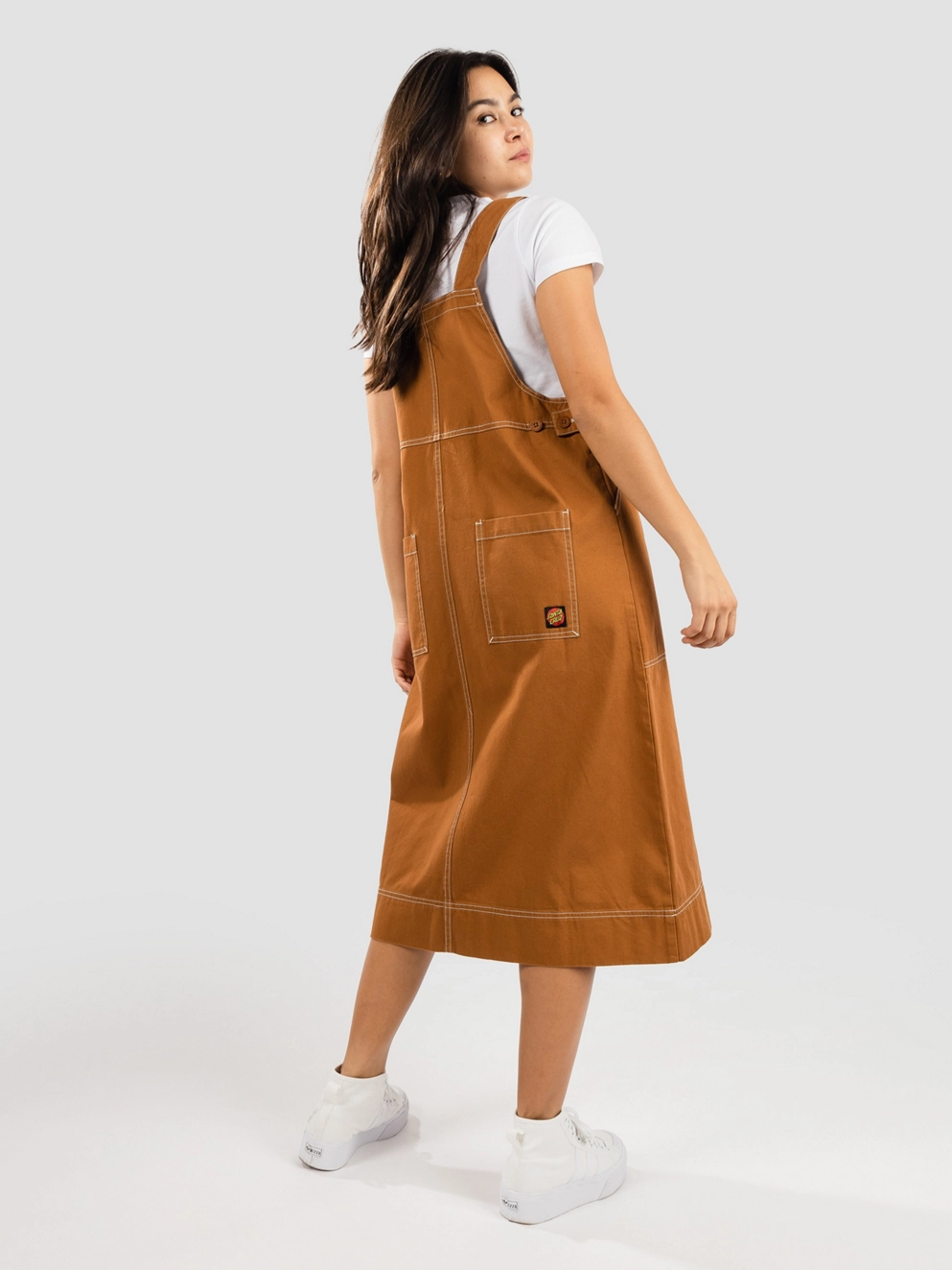 Santa Cruz Classic Pinafore Dress tan/white stitch