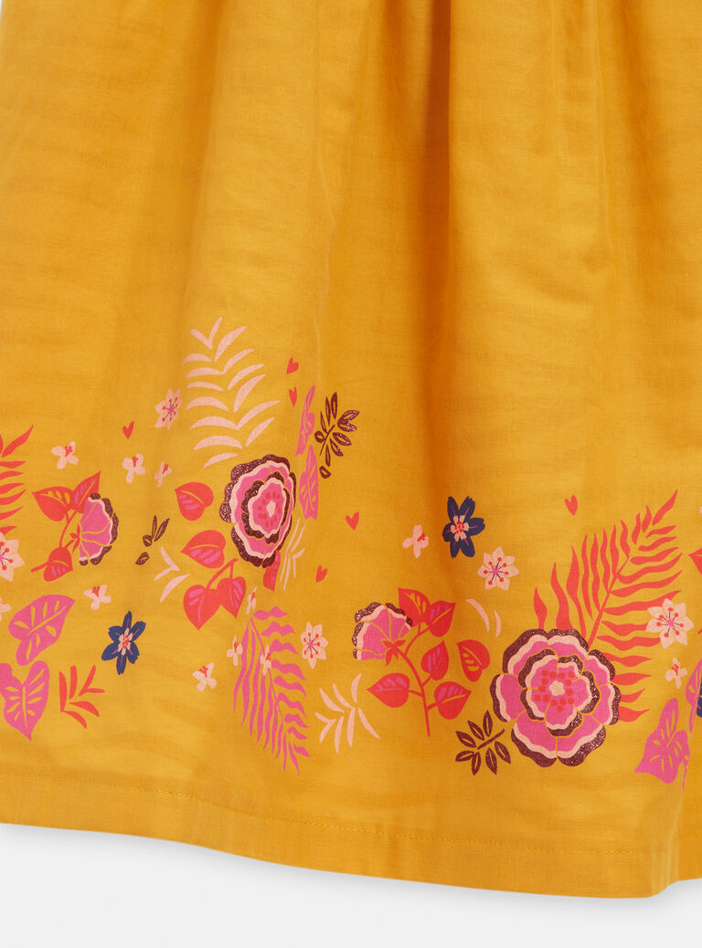 Robe réversible jaune et imprimé animalier pour fille