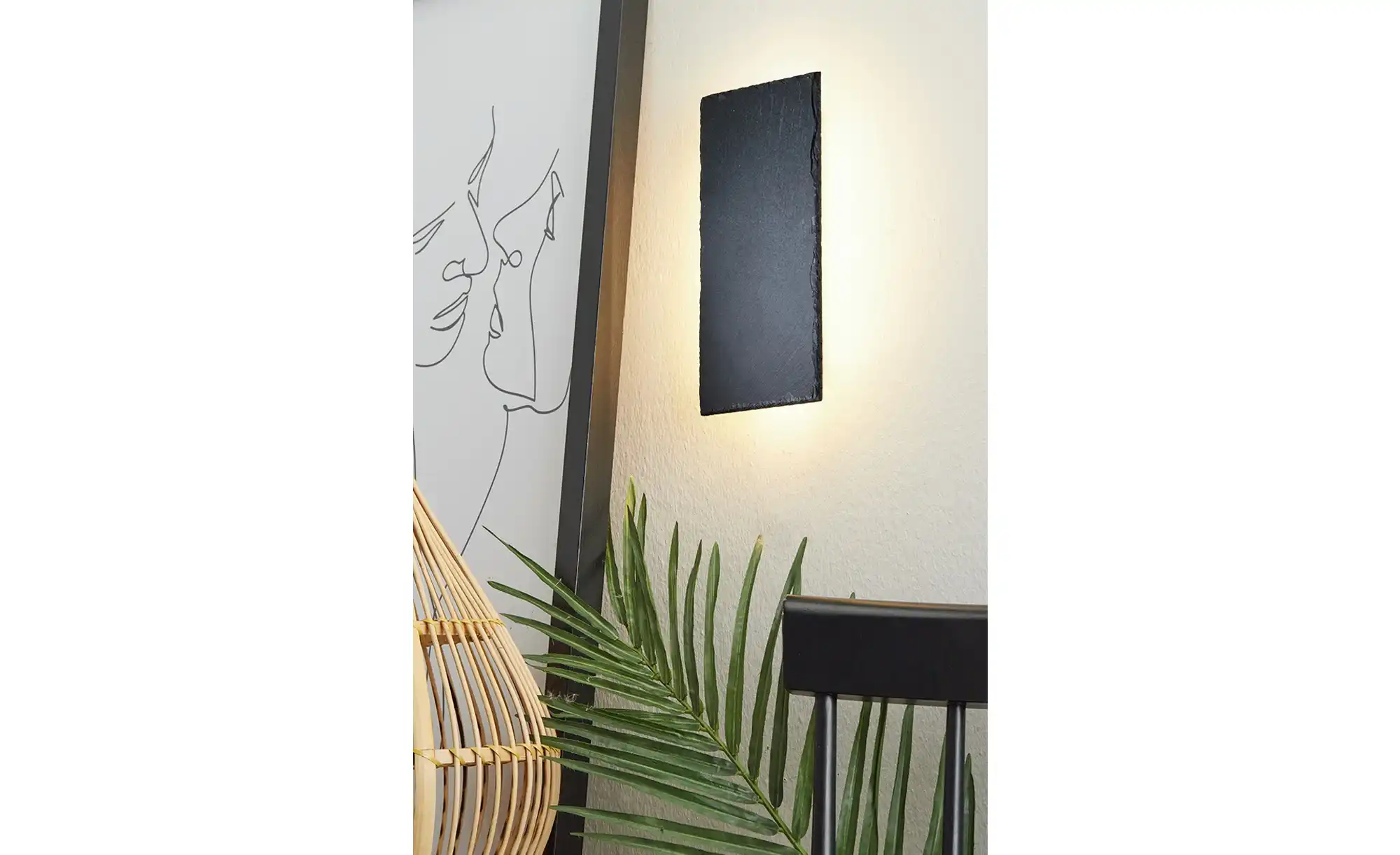 Trio Schiefer-Wandleuchte, 1-flammig, eckig