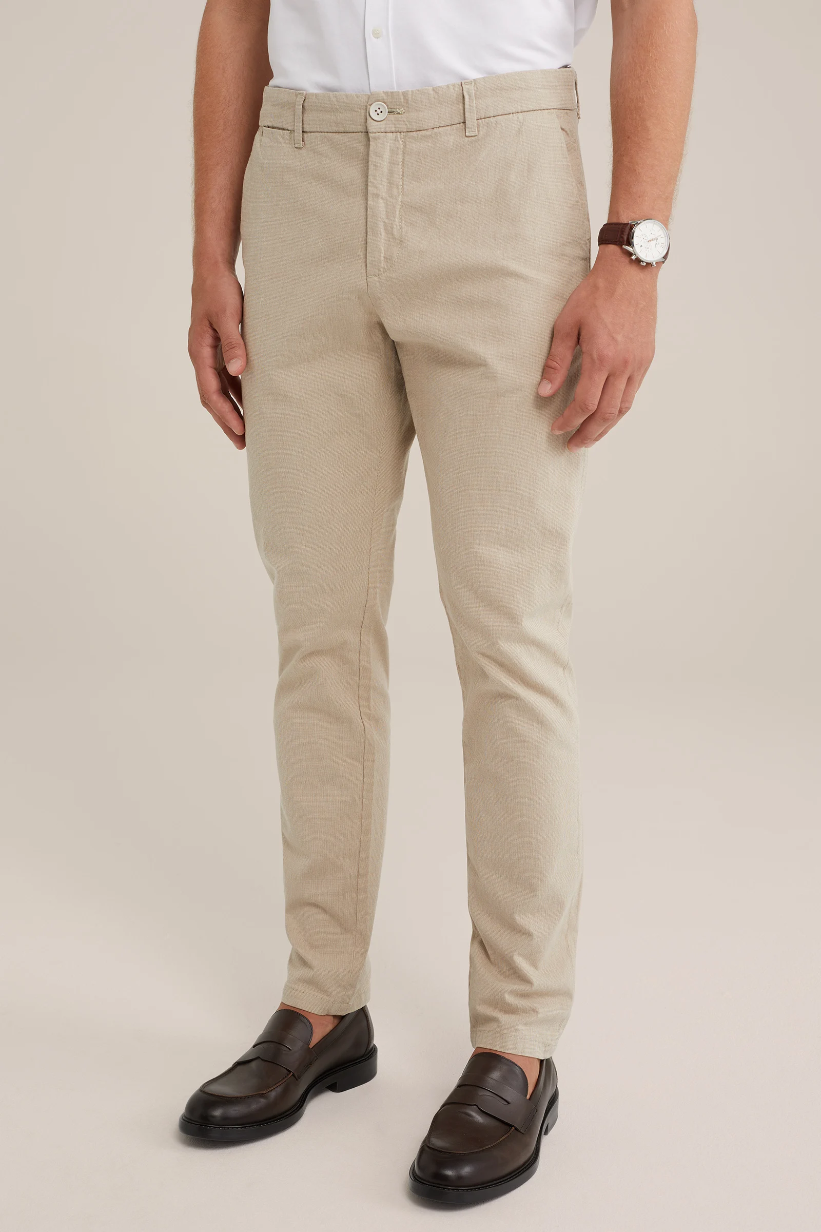 slim fit chino met dessin Fundamentals Beige