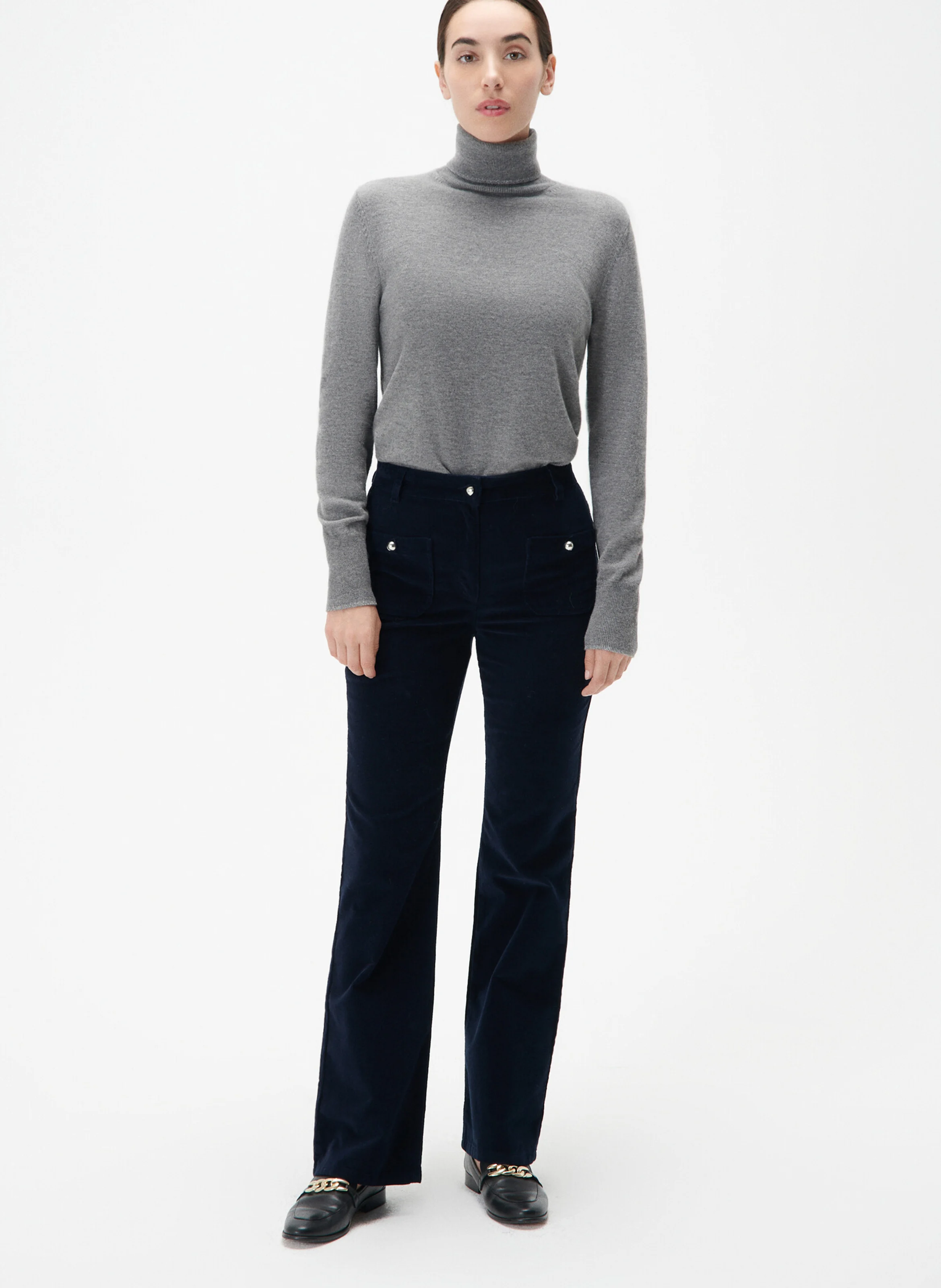 PELLEY - Pantalon bootcut en velours| Bleu