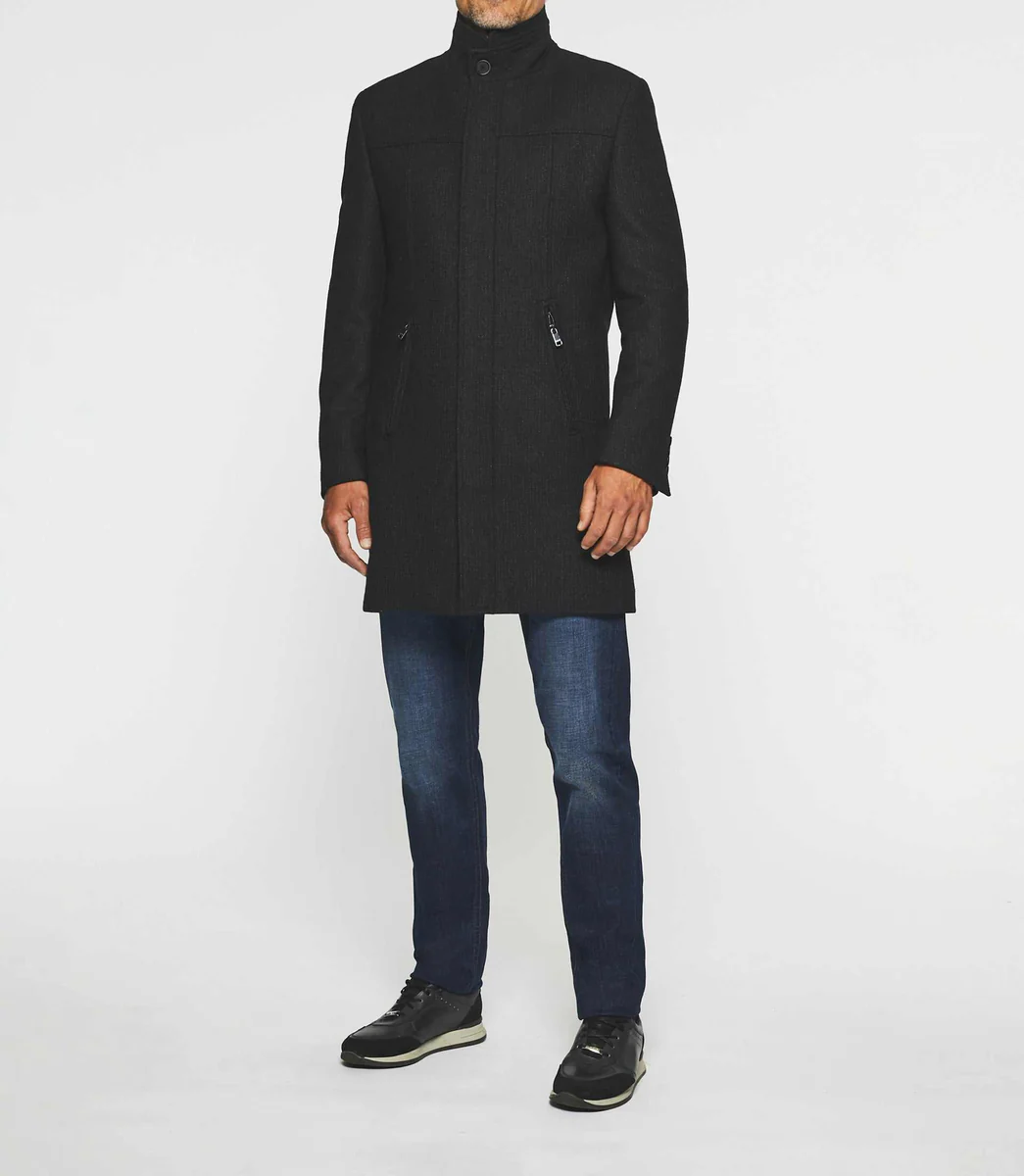 Manteau ville droit noir IONI