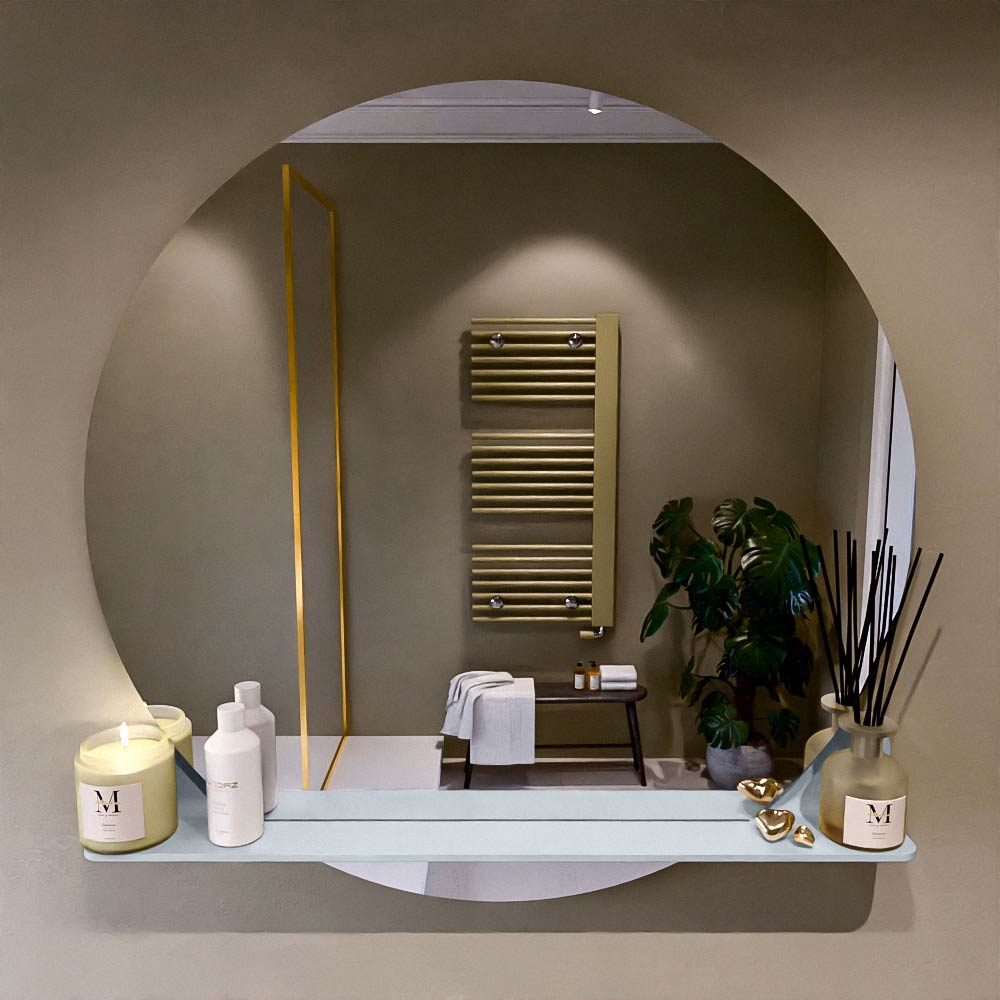 Mondiaz Spot spiegel rond Ø100cm met planchet dark grey