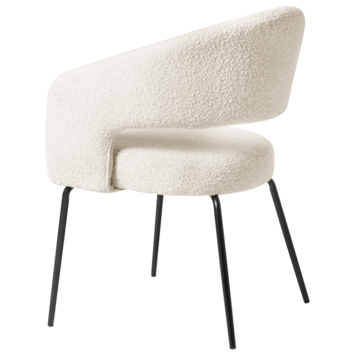 KARWEI eetkamerstoel Eden natural wit bouclé stof met armleuning