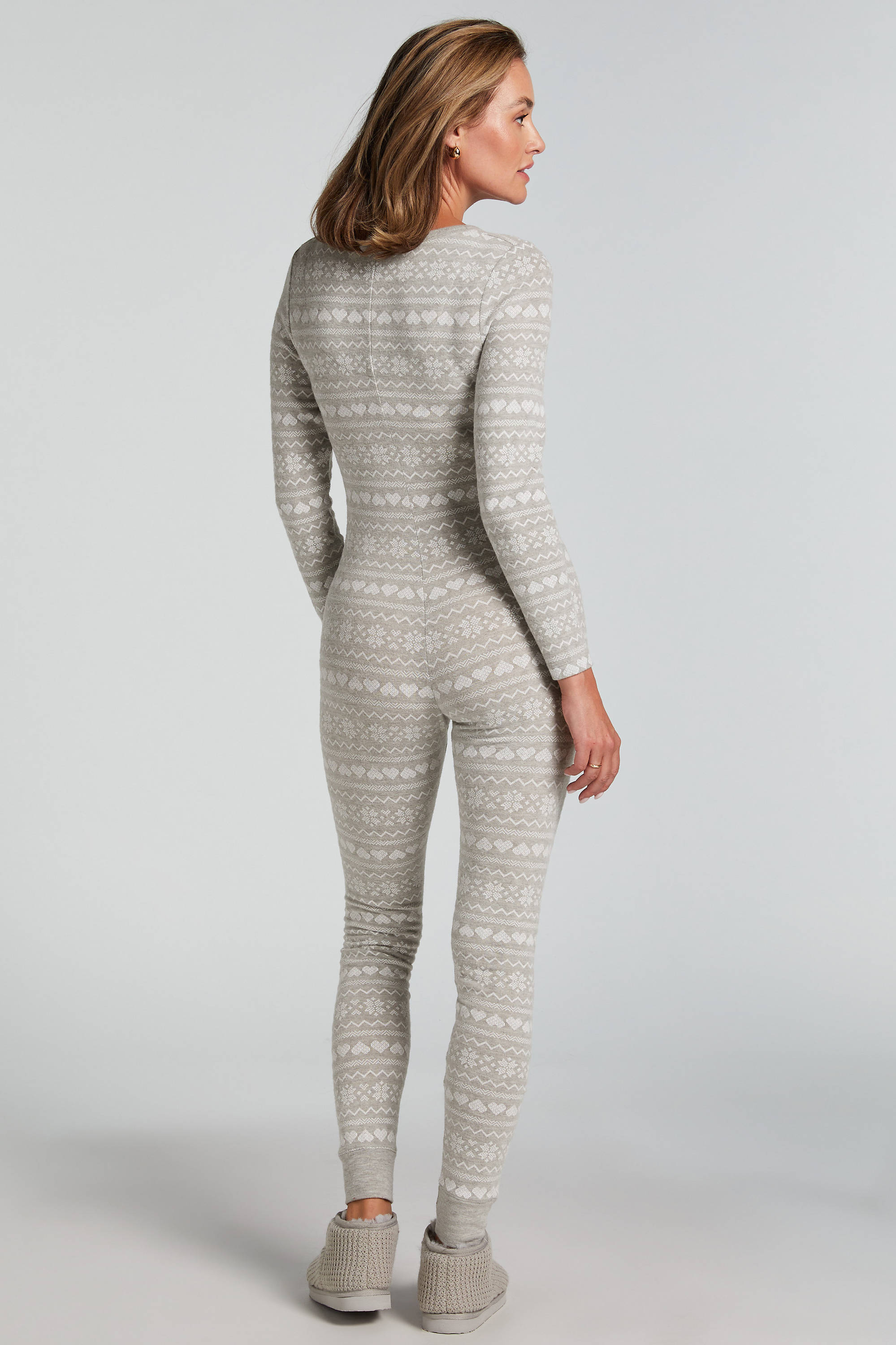 Hunkemöller onesie met kerst print grijs