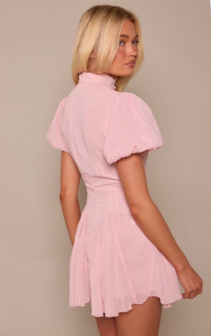 Rose Bébé Combishort En Mousseline À Manches Bouffantes