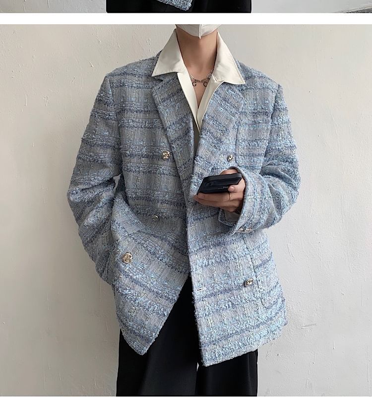Omozando - Tweed dubbelrijs blazer