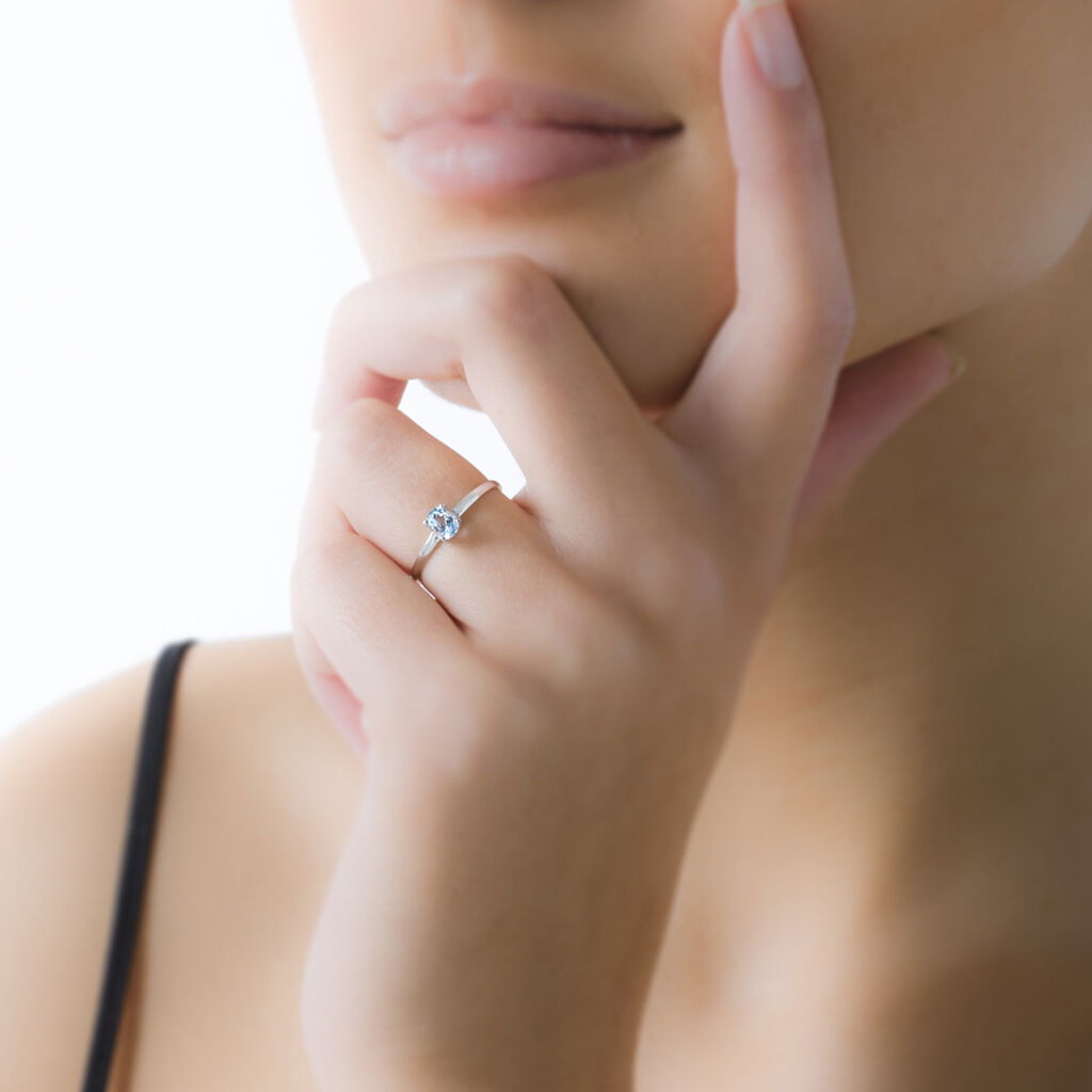 Bague Lily Or Blanc Aigue Marine