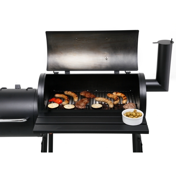 Smoker WICHITA - schwarz - mit Thermometer - 3 Grillroste