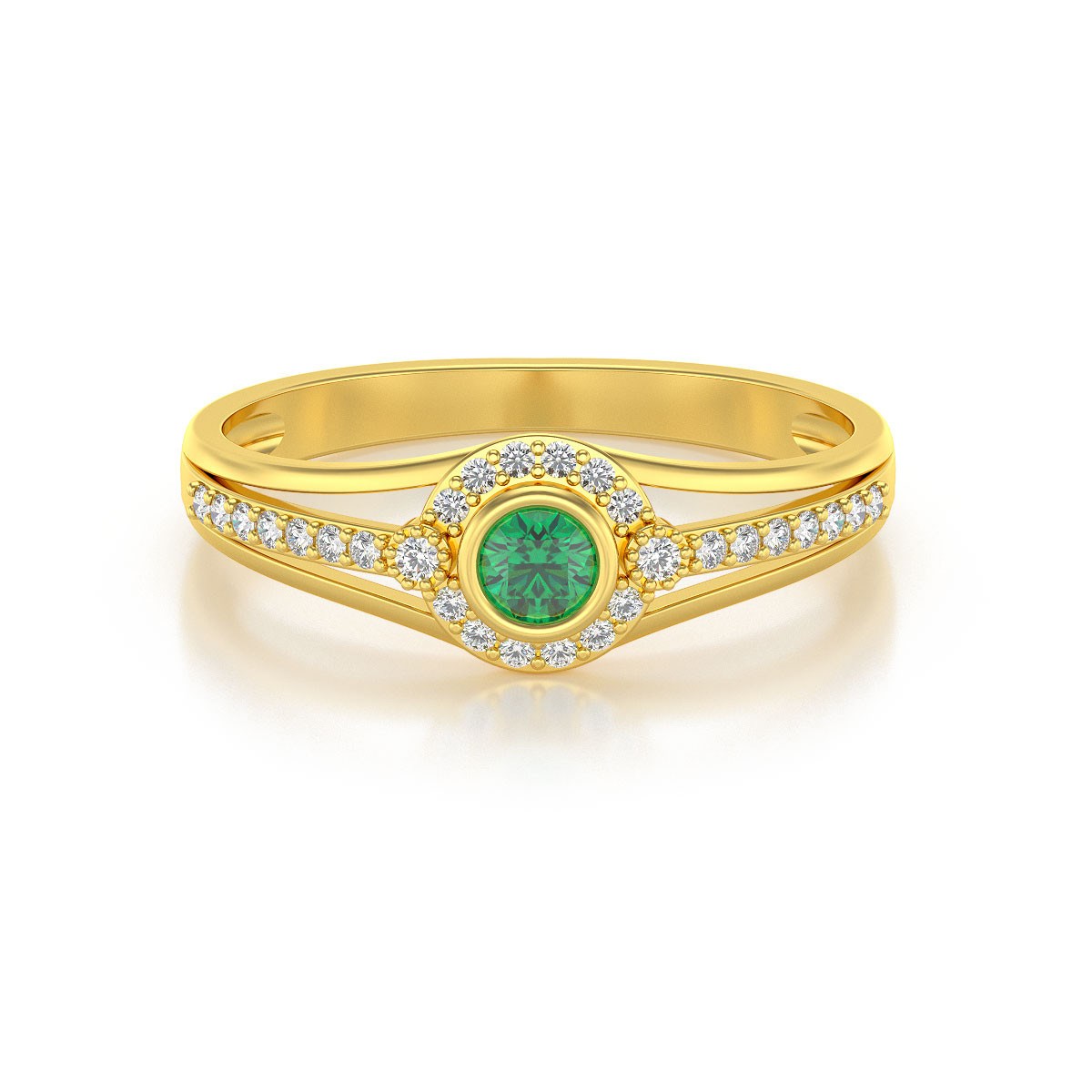 Bague ADEN Or 585 Jaune Emeraude et diamants 2.118grs