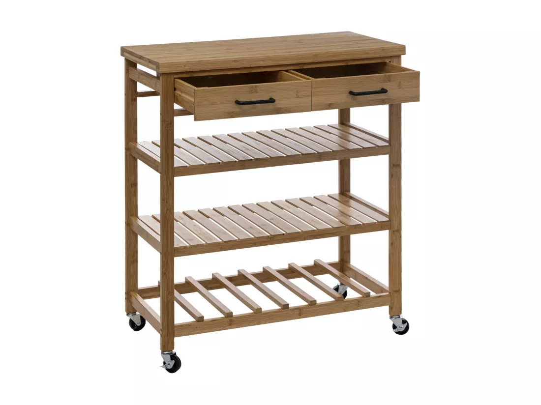 Desserte roulante grand modèle en Bambou H 90 cm