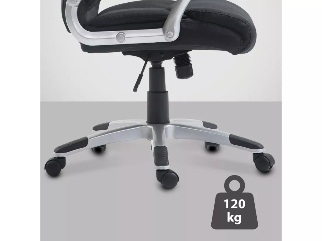 Chaise de bureau - Tissu & Plastique - Noir - Texas V2