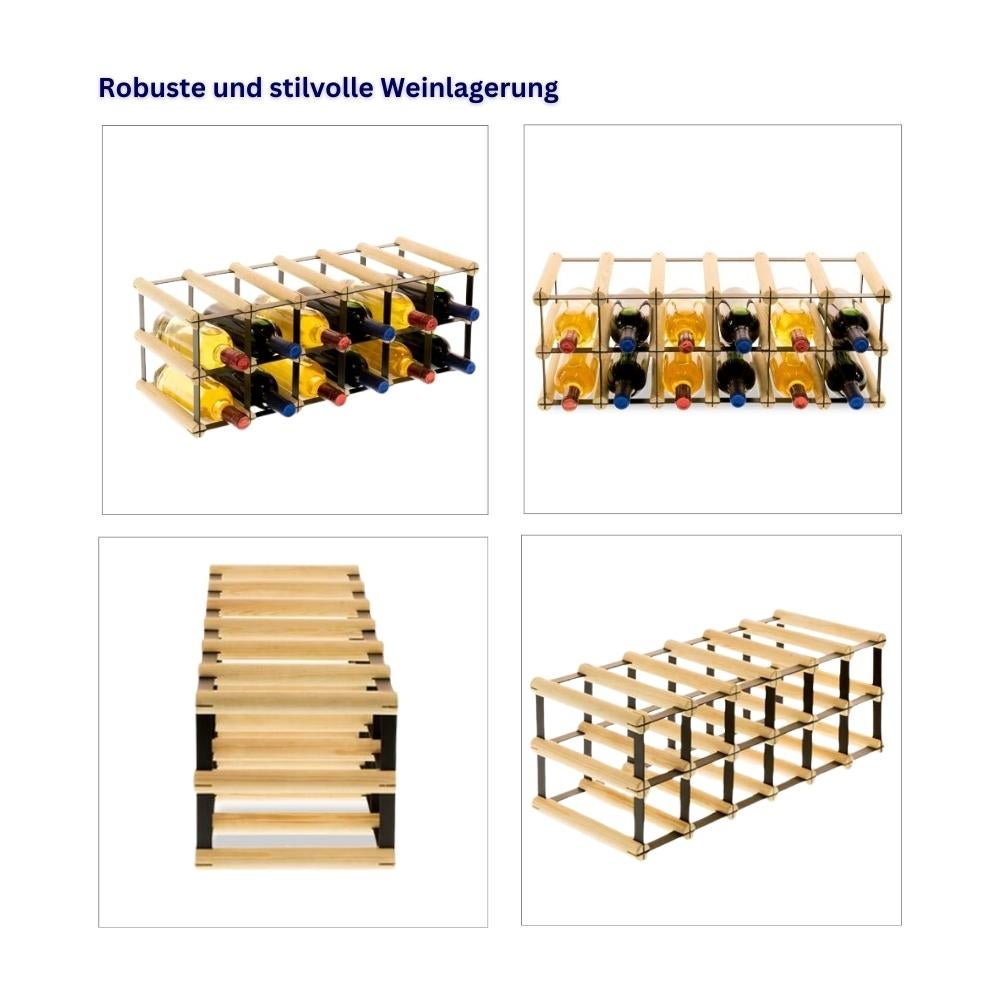 PROREGAL Modulair Wijnrek Vinotega Mod Metaal HxBxD 22,5 x 62,5 x 24,5 cm 6 x 2 Flessen Massief Dennenhout Natuurlijk