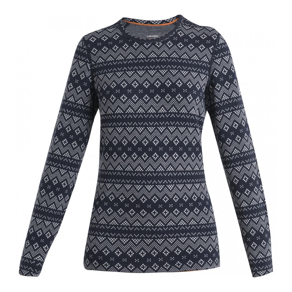 Icebreaker 260 VERTEX CREWE FIRST SNOW - Sous-couche Femme midnight navy/snow/j