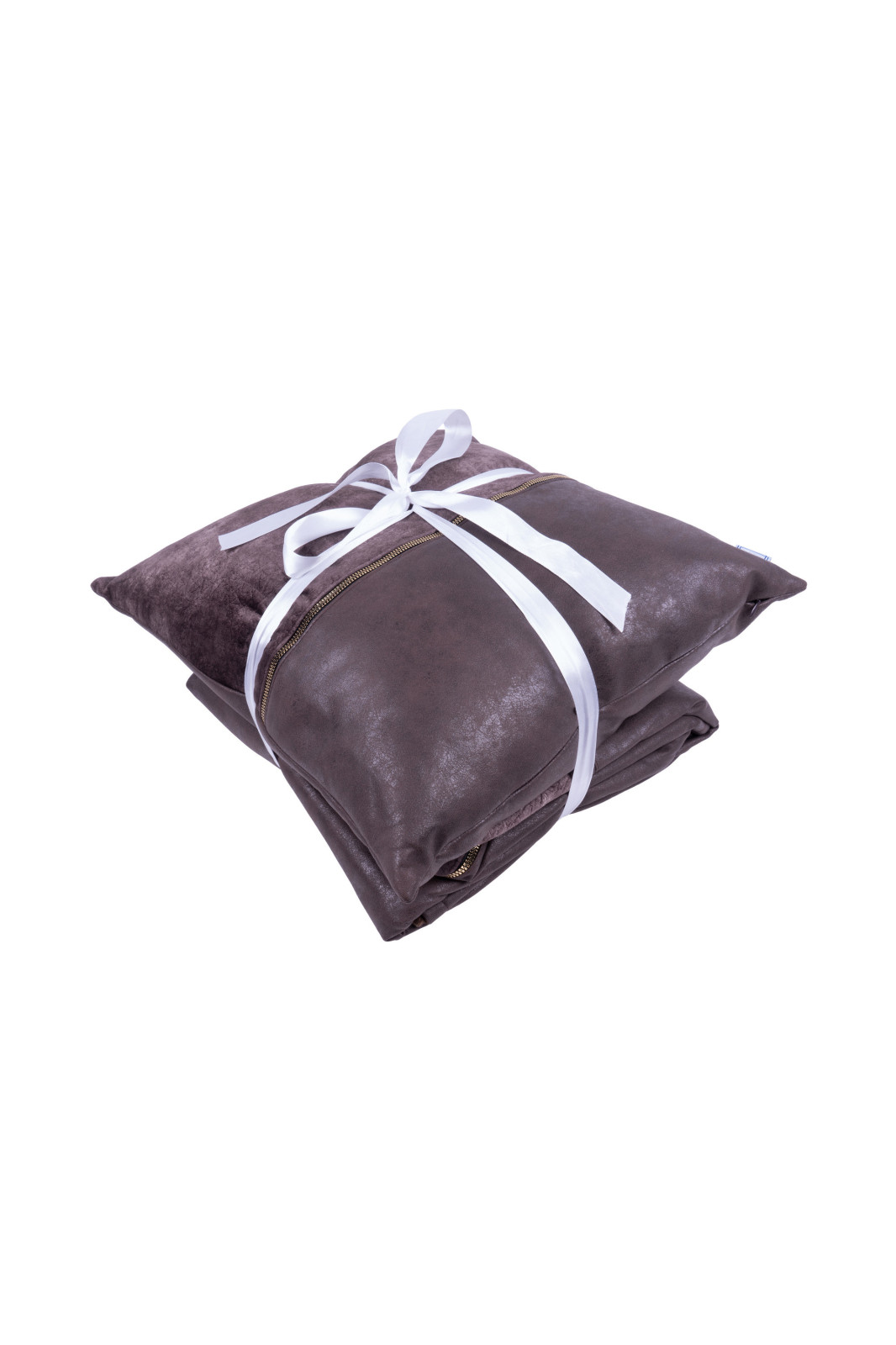 Decke & Kissen - grau-braun - 45x45 cm