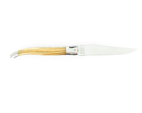 Laguiole 12 cm Loupe d'Olivier - Platines Guillochées - 2 mitres Couteau de poche par Laguiole en Aubrac