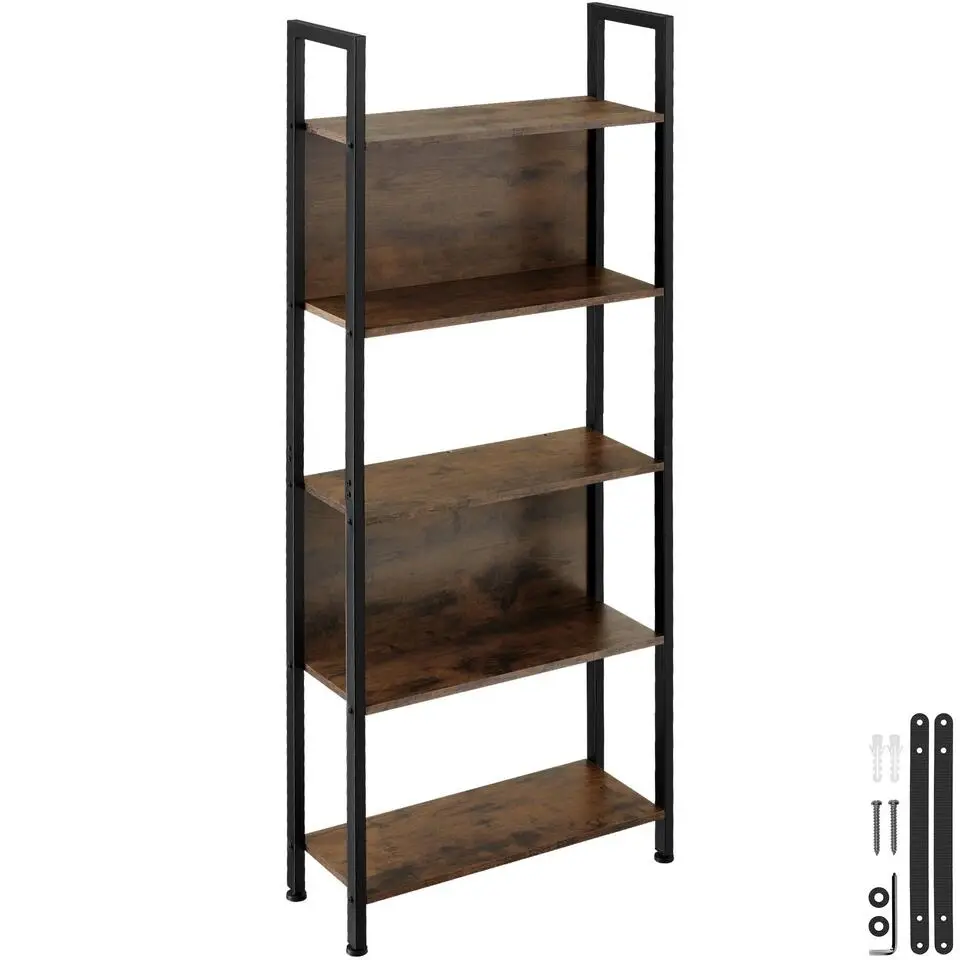 tectake Wandrek Westport 62x24x165,5cm, Industrieel Hout Donker, Rustiek
