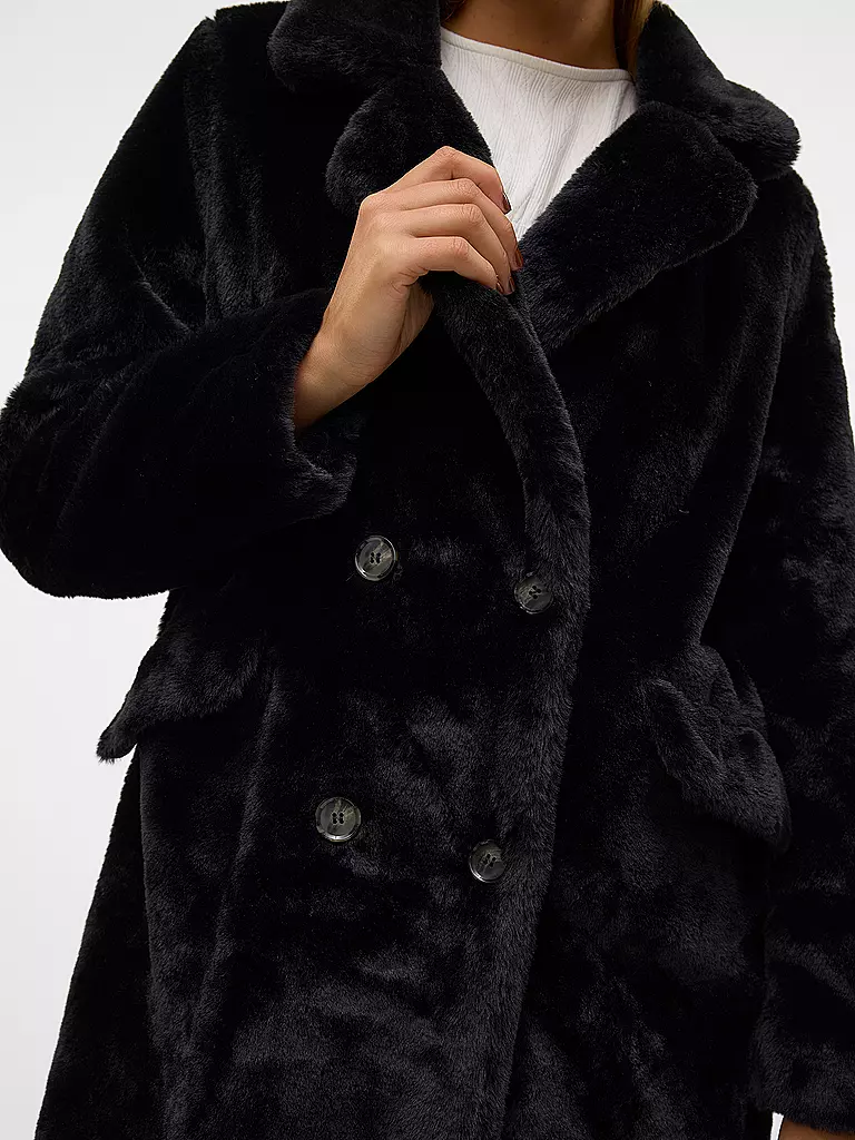 VERO MODA Mantel in Felloptik VMSONJAELLY schwarz