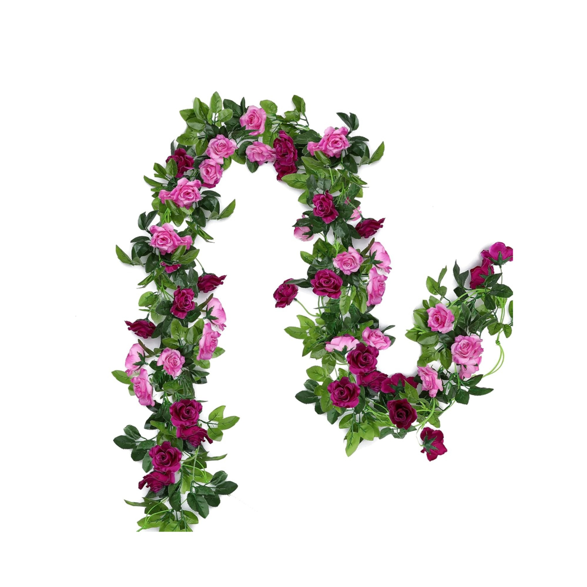 (4er Set) 230cm Deko Kunstblumen Rosen Girlande Party Tisch Deko - Lila / Violett