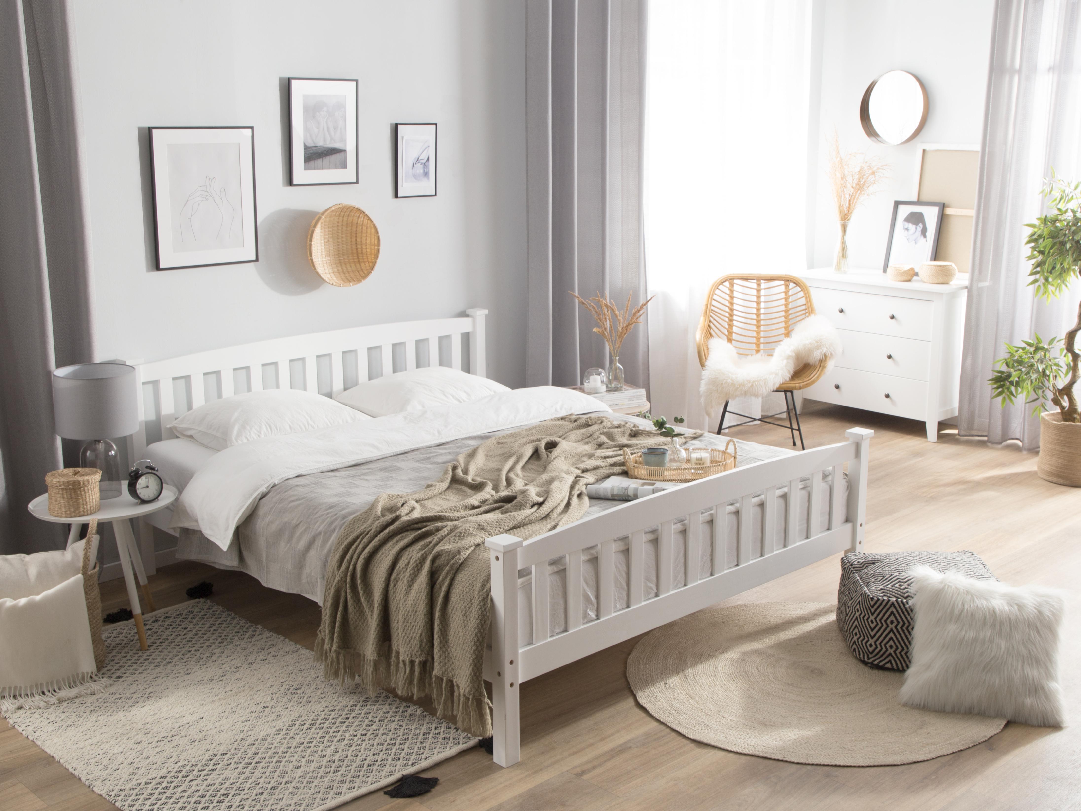 Bed Dennenhout GIVERNY 180 x 200 cm Wit